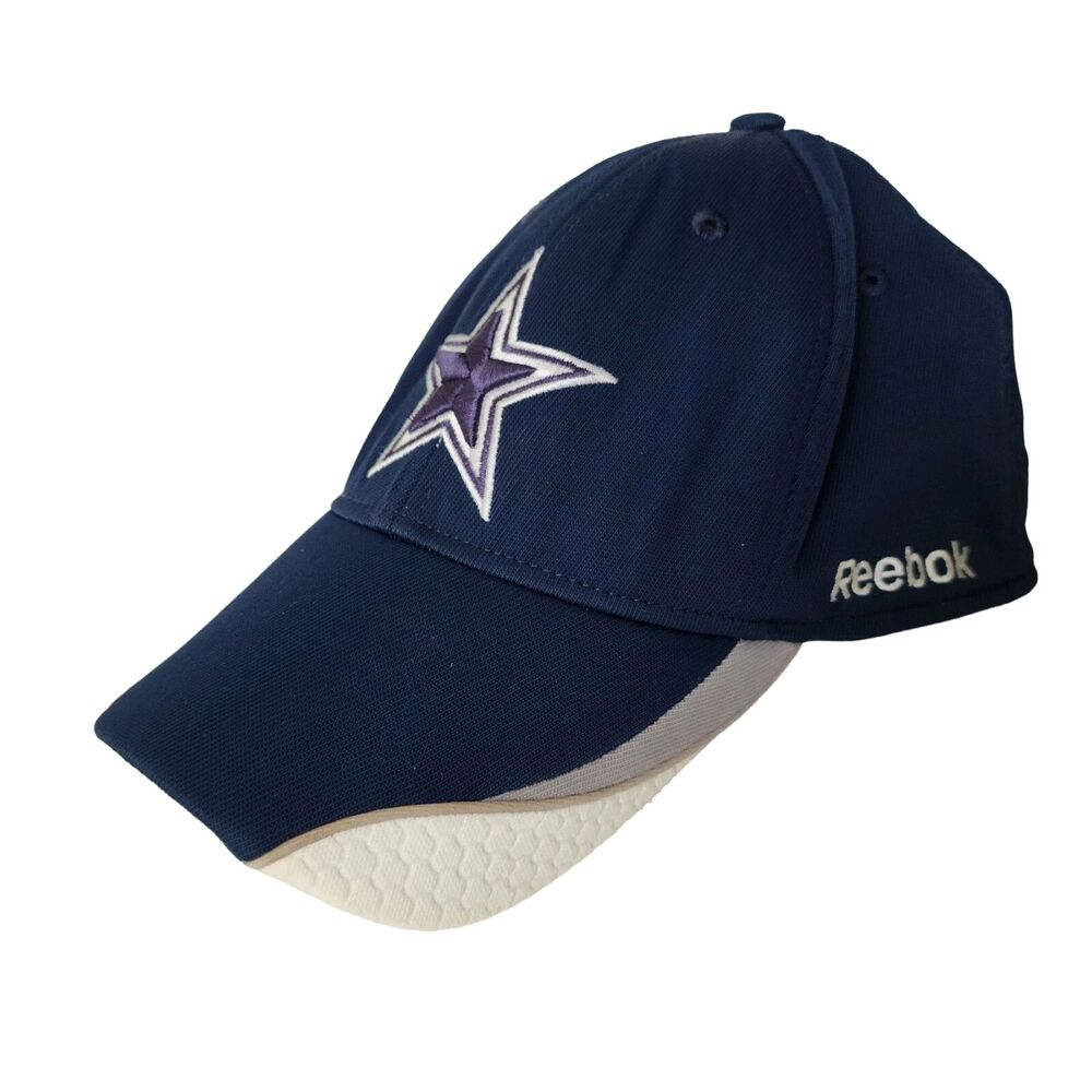 Dallas Cowboys Cap Hat Reebok Onfield Blue White Cotton Blend L/XL NFL